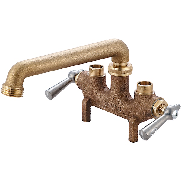 Two Handle Laundry Faucet, Direct Sweat, Centerset, Rough Brass, Connection Size: 1/2"